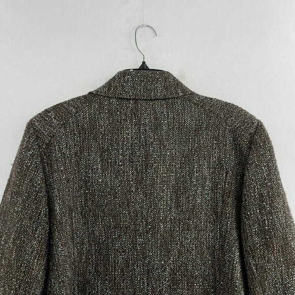 Ellen Tracy Blazer Jacket Women's Sz 10 Brown One Button Collared Pockets Tweed - Picture 9 of 13